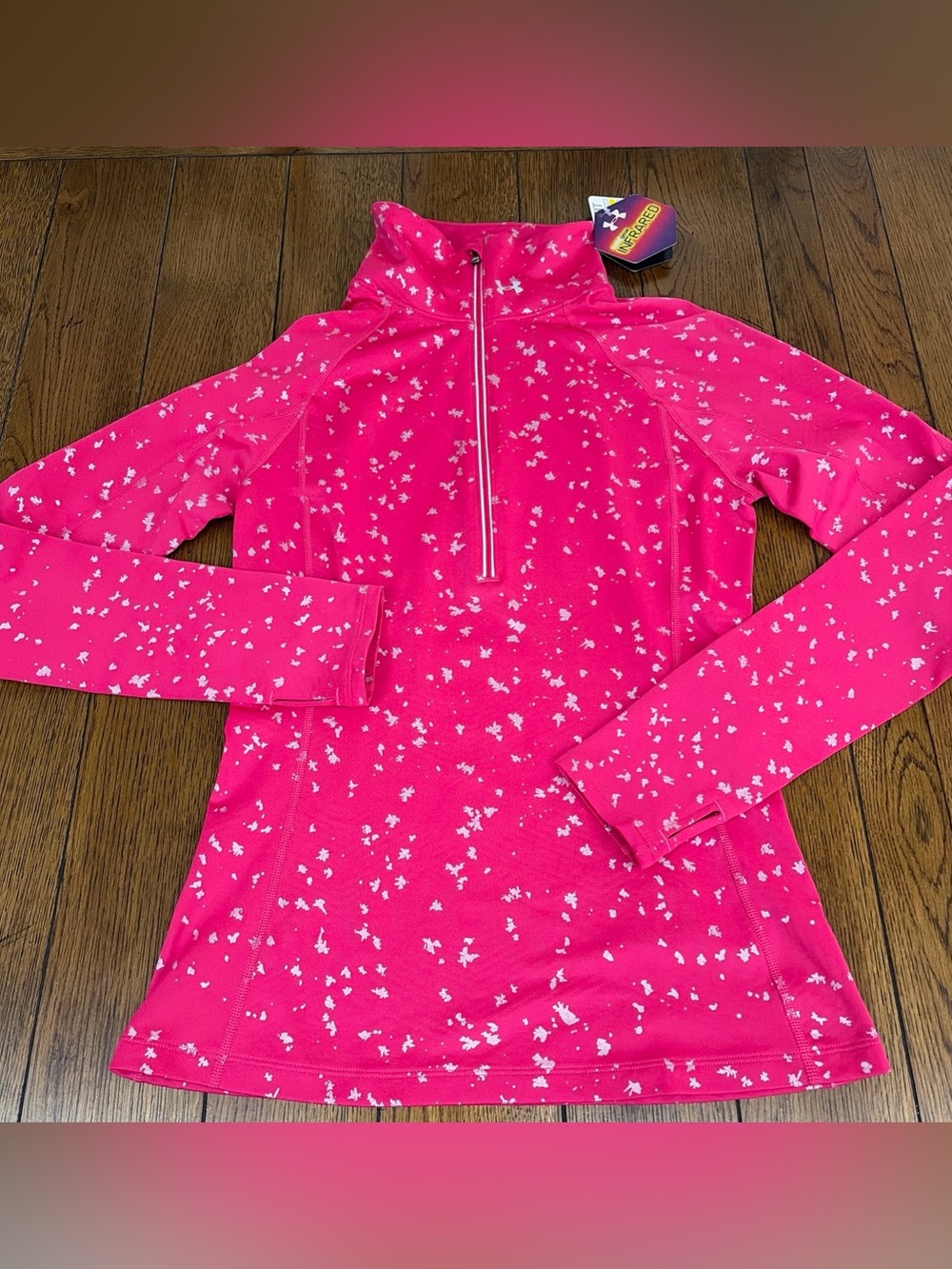 Under Armour Cold Gear Infrared Half Zip Pullover Fitted Shirt Womens Small Pink